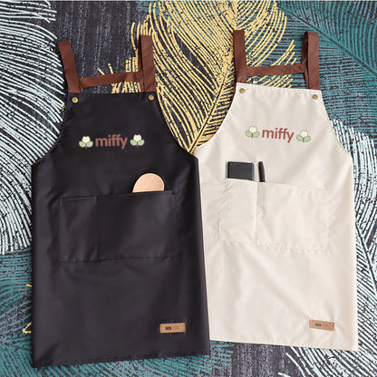 Apron household kitchen waterproof oil-proof work clothes restaurant nail salon special printed logo dining apron - image 1