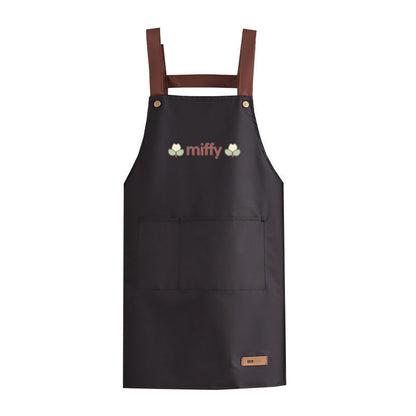 Apron household kitchen waterproof oil-proof work clothes restaurant nail salon special printed logo dining apron - image 4