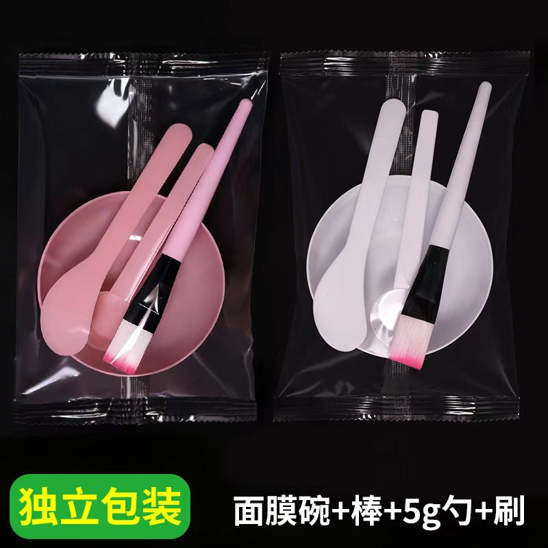 Wholesale Individually Packaged Four-Piece Facial Mask Bowl Set DIY Plastic Mask Mixing Bowl Stick Spoon Brush Facial Mask Beauty Tool Set - image 1
