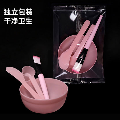 Wholesale Individually Packaged Four-Piece Facial Mask Bowl Set DIY Plastic Mask Mixing Bowl Stick Spoon Brush Facial Mask Beauty Tool Set - image 2