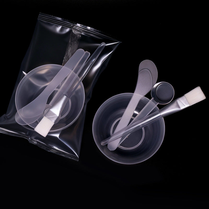 Wholesale Individually Packaged Four-Piece Facial Mask Bowl Set DIY Plastic Mask Mixing Bowl Stick Spoon Brush Facial Mask Beauty Tool Set - image 4