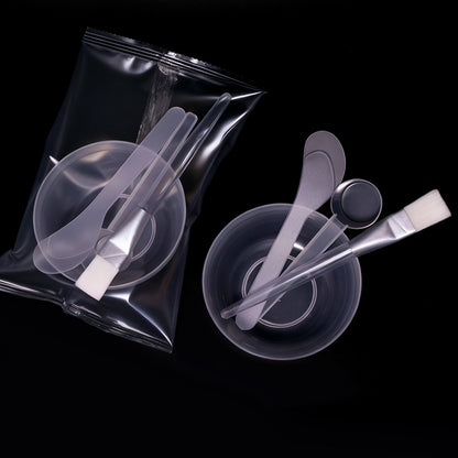 Wholesale Individually Packaged Four-Piece Facial Mask Bowl Set DIY Plastic Mask Mixing Bowl Stick Spoon Brush Facial Mask Beauty Tool Set - image 4