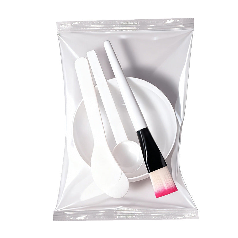 Wholesale Individually Packaged Four-Piece Facial Mask Bowl Set DIY Plastic Mask Mixing Bowl Stick Spoon Brush Facial Mask Beauty Tool Set - image 5