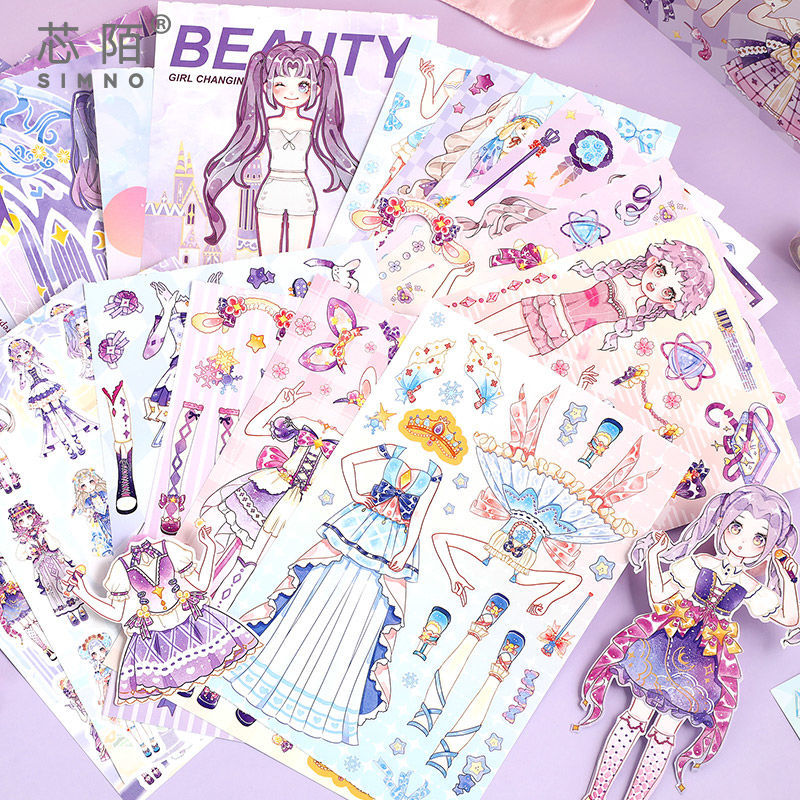 Xinmo Girl Dress up Game Sticker This Princess Makeup Changing Sticker Little Girl DIY Handmade Scene Dress up Collection - image 3