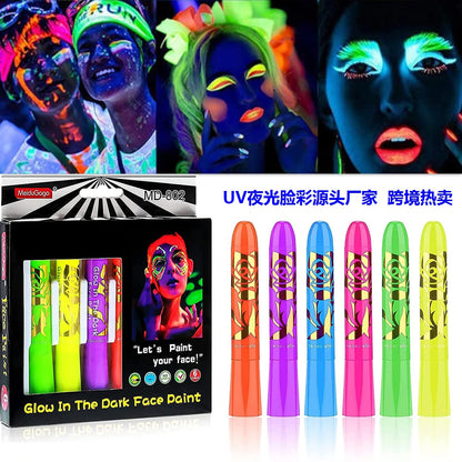 Face Paint Luminous Cross-Border Body Painting Halloween Water-Soluble Face Painting Uv Luminous Crayon Holiday Makeup - image 1