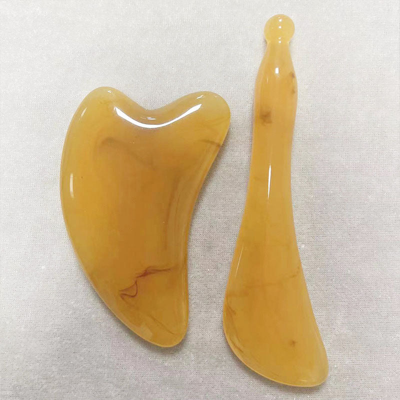 Imitation Horn Scraping Board, Muscle-Pulling Stick, Special Resin Facial Stick for Facial Massage, Beauty Stick, Triangular Heart-Shaped Scraping Piece - image 1