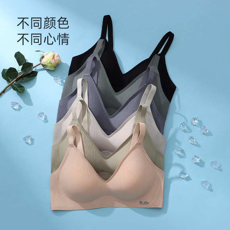 Factory Direct seamless soft support strip underwear comfortable nude feeling close-fitting wireless push up upper support beauty back bra for women - image 1