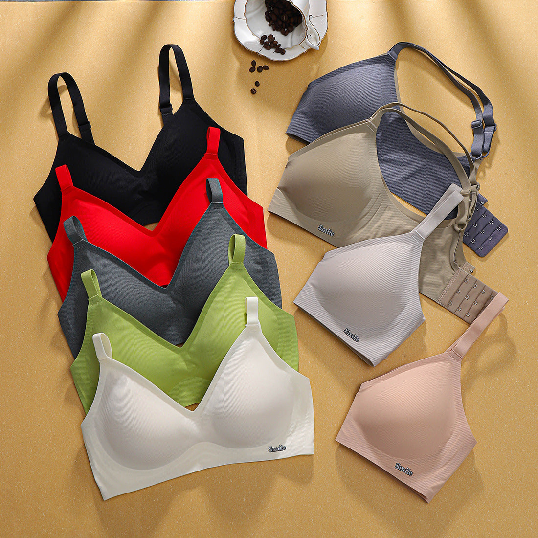 Factory Direct seamless soft support strip underwear comfortable nude feeling close-fitting wireless push up upper support beauty back bra for women - image 4