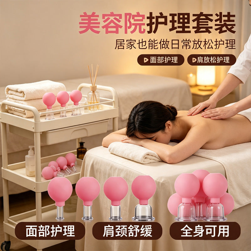 Silicone Suction Cup Facial Beauty Cupping Set of 4, Glass Negative Pressure Facial Massage Cups for Beauty Salon and Home Use - image 2