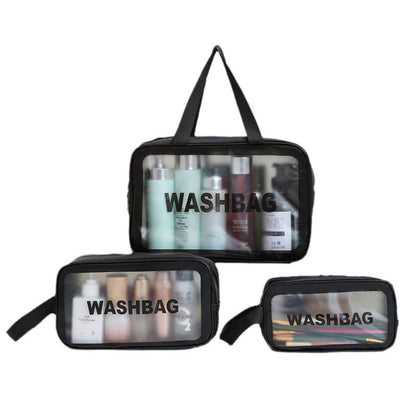 Simple Pu waterproof frosted cosmetic bag travel transparent wash bag large capacity portable cosmetic portable storage bag - image 5