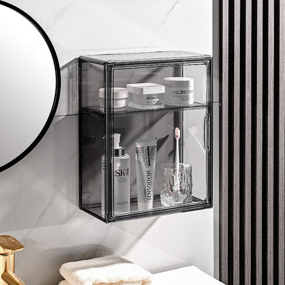 Cross-Border Hot-Selling Wall-Mounted Cosmetic Storage Box with Partitions, Transparent Desktop Combination Stackable Dust-Proof Display Box - image 2