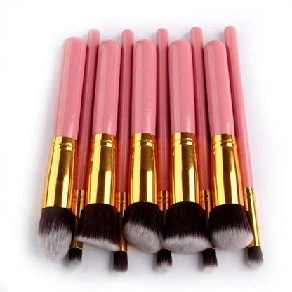 Makeup Brushes 10 Pieces, 5 Large and 5 Small Makeup Brush Set, Black Gold Tube Pink Beauty Tools - image 3
