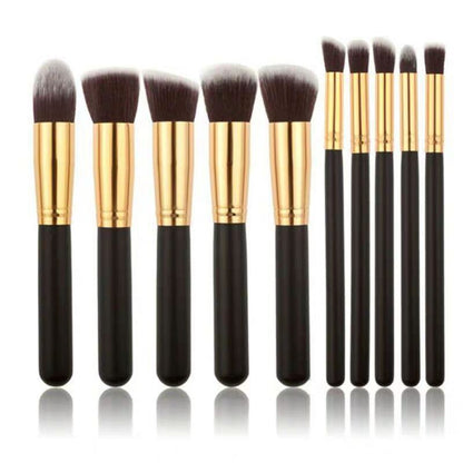 Makeup Brushes 10 Pieces, 5 Large and 5 Small Makeup Brush Set, Black Gold Tube Pink Beauty Tools - image 4