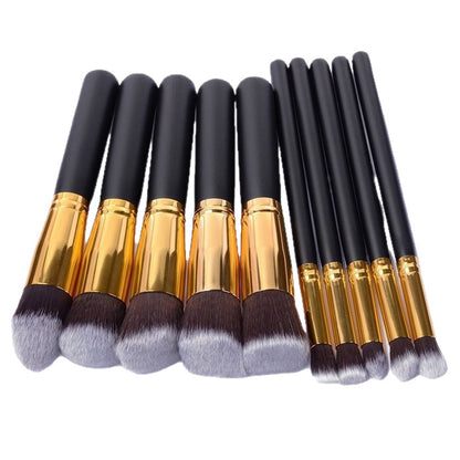 Makeup Brushes 10 Pieces, 5 Large and 5 Small Makeup Brush Set, Black Gold Tube Pink Beauty Tools - image 5