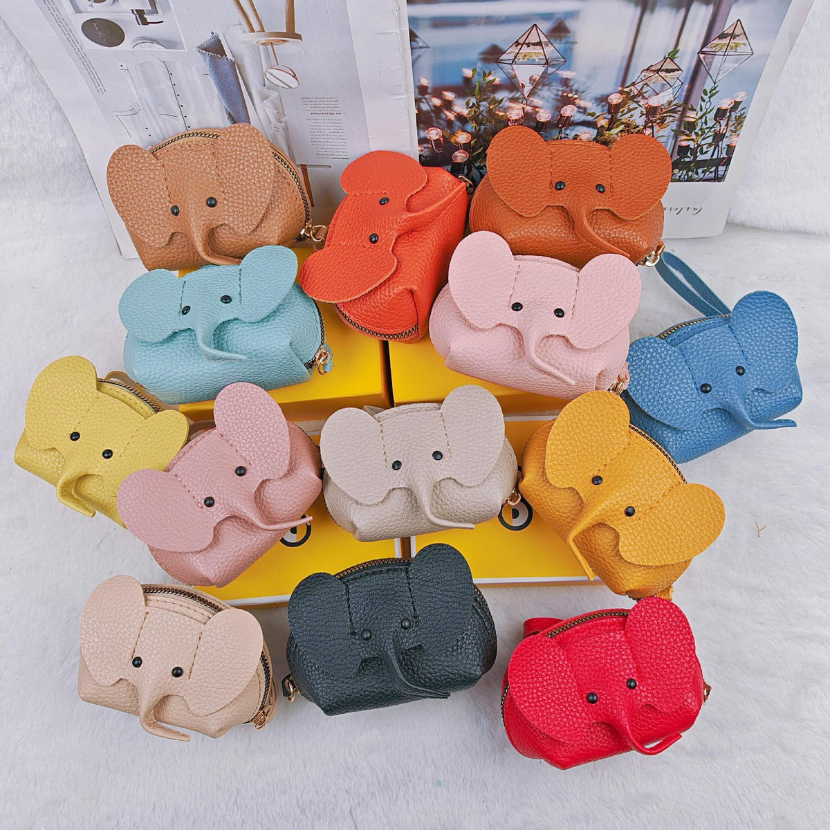 Thailand Elephant Bag Hot PU Coin Purse Japanese Bag Pendant Key Ring Creative Card Bag Lipstick Zipper Bag - image 1