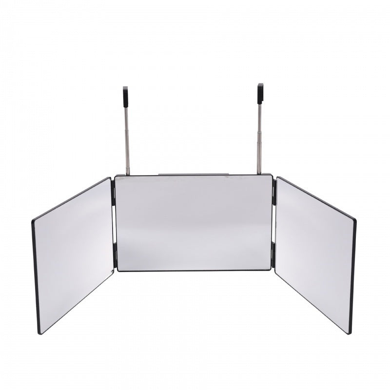 Cross-border retractable hook hanging makeup mirror three-side folding HD makeup mirror - image 2