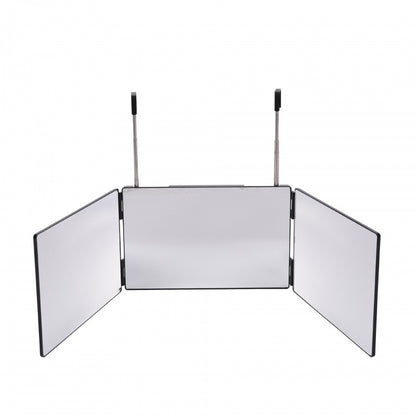 Cross-border retractable hook hanging makeup mirror three-side folding HD makeup mirror - image 2