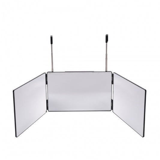 Cross-border retractable hook hanging makeup mirror three-side folding HD makeup mirror - image 2