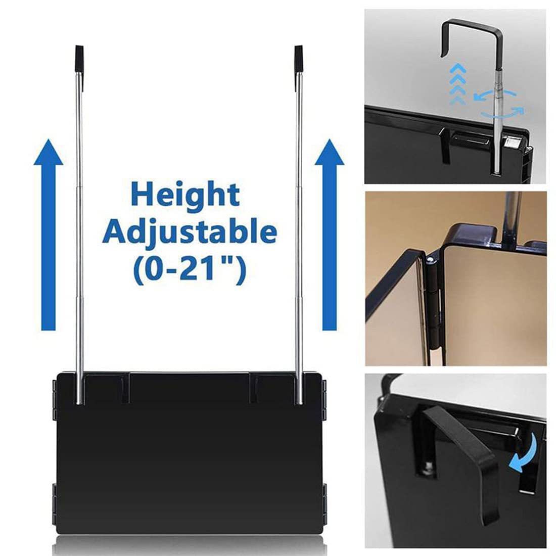 Cross-border retractable hook hanging makeup mirror three-side folding HD makeup mirror - image 3
