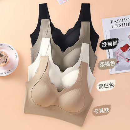 Seamless warm skin anti-gravity lifting mesh beauty back underwear women's wireless V-neck soft support breathable comfortable bra - image 1