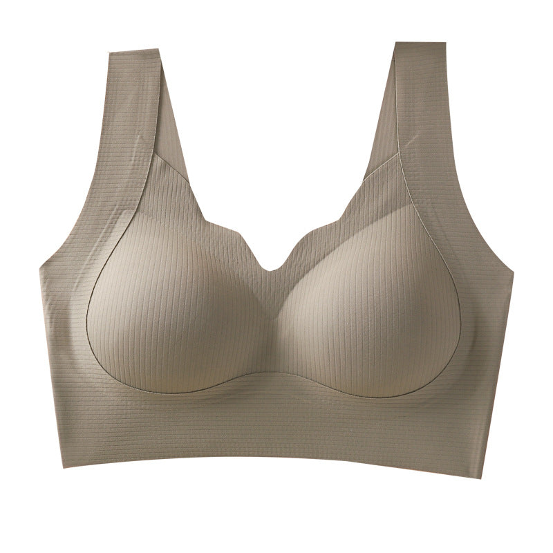 Seamless warm skin anti-gravity lifting mesh beauty back underwear women's wireless V-neck soft support breathable comfortable bra - image 5