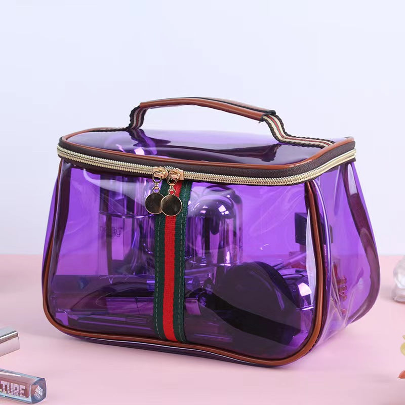 Cosmetic Bag with Logo Printed on It, Portable, Waterproof, Transparent, Large-Capacity Travel Storage Bag, Portable Toiletry Bag with Double Openings - image 2