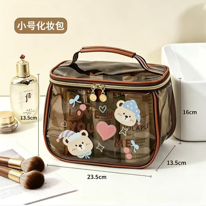 Cosmetic Bag with Logo Printed on It, Portable, Waterproof, Transparent, Large-Capacity Travel Storage Bag, Portable Toiletry Bag with Double Openings - image 3