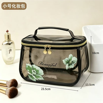 Cosmetic Bag with Logo Printed on It, Portable, Waterproof, Transparent, Large-Capacity Travel Storage Bag, Portable Toiletry Bag with Double Openings - image 4