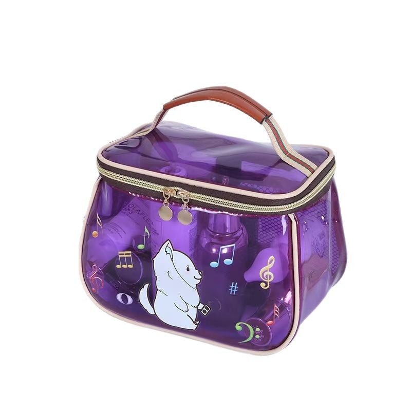 Cosmetic Bag with Logo Printed on It, Portable, Waterproof, Transparent, Large-Capacity Travel Storage Bag, Portable Toiletry Bag with Double Openings - image 5