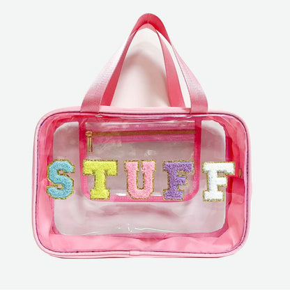 Cross-border Double Portable Transparent Cosmetic Storage Bag Embroidered Letters Cosmetic Bag Large Capacity Multifunctional Wash Bag - image 1