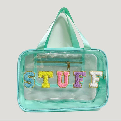 Cross-border Double Portable Transparent Cosmetic Storage Bag Embroidered Letters Cosmetic Bag Large Capacity Multifunctional Wash Bag - image 3