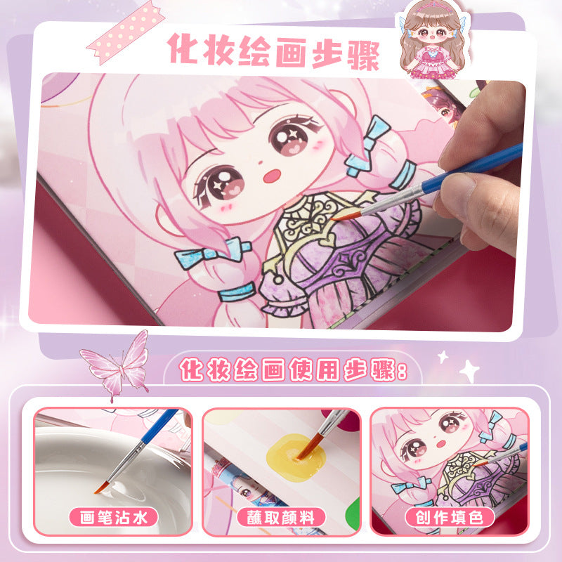 notebook fashion beautiful makeup dressing sticker princess character children's toy cartoon dress up sticker game - image 3