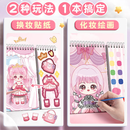 notebook fashion beautiful makeup dressing sticker princess character children's toy cartoon dress up sticker game - image 4