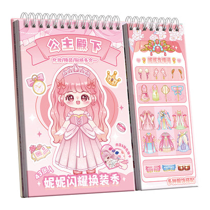 notebook fashion beautiful makeup dressing sticker princess character children's toy cartoon dress up sticker game - image 5