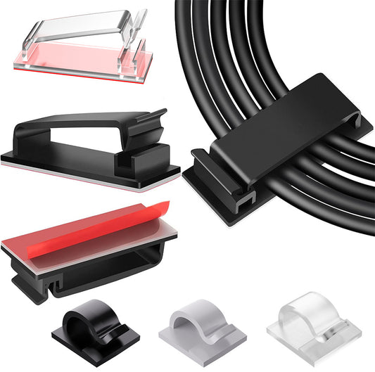 Factory direct row plug storage cable fixed clip table nail-free self-adhesive portable network cable buckle winder - image 1