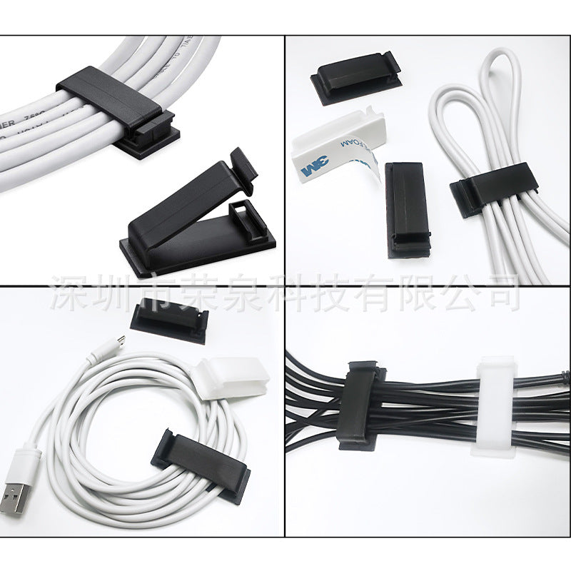 Factory direct row plug storage cable fixed clip table nail-free self-adhesive portable network cable buckle winder - image 4