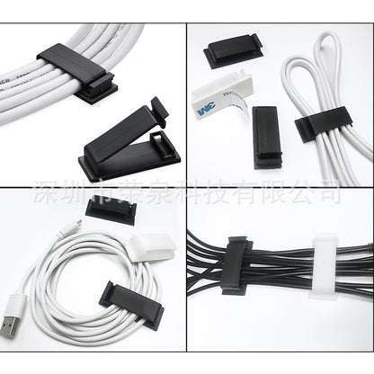 Factory direct row plug storage cable fixed clip table nail-free self-adhesive portable network cable buckle winder - image 4