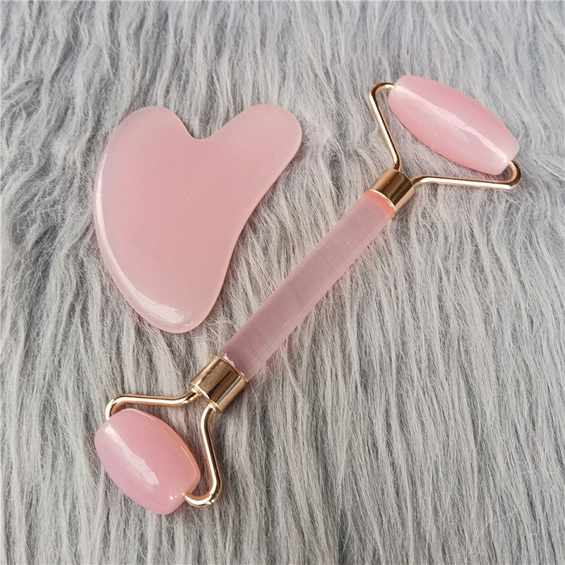 Powder crystal roller massager suit non-jade face roller massager facial beauty shaving double head massage stick - image 1