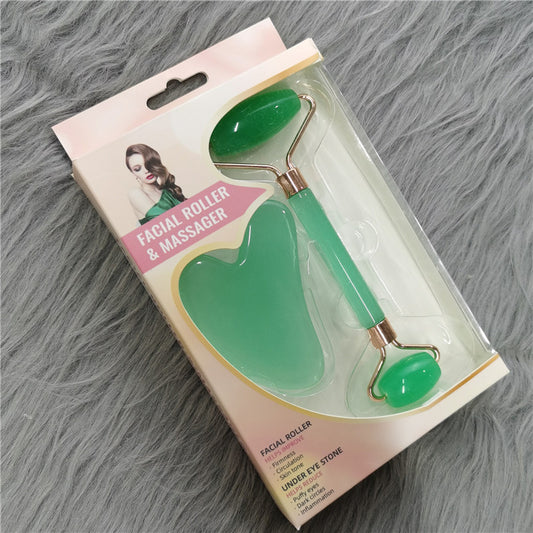 Powder crystal roller massager suit non-jade face roller massager facial beauty shaving double head massage stick - image 2