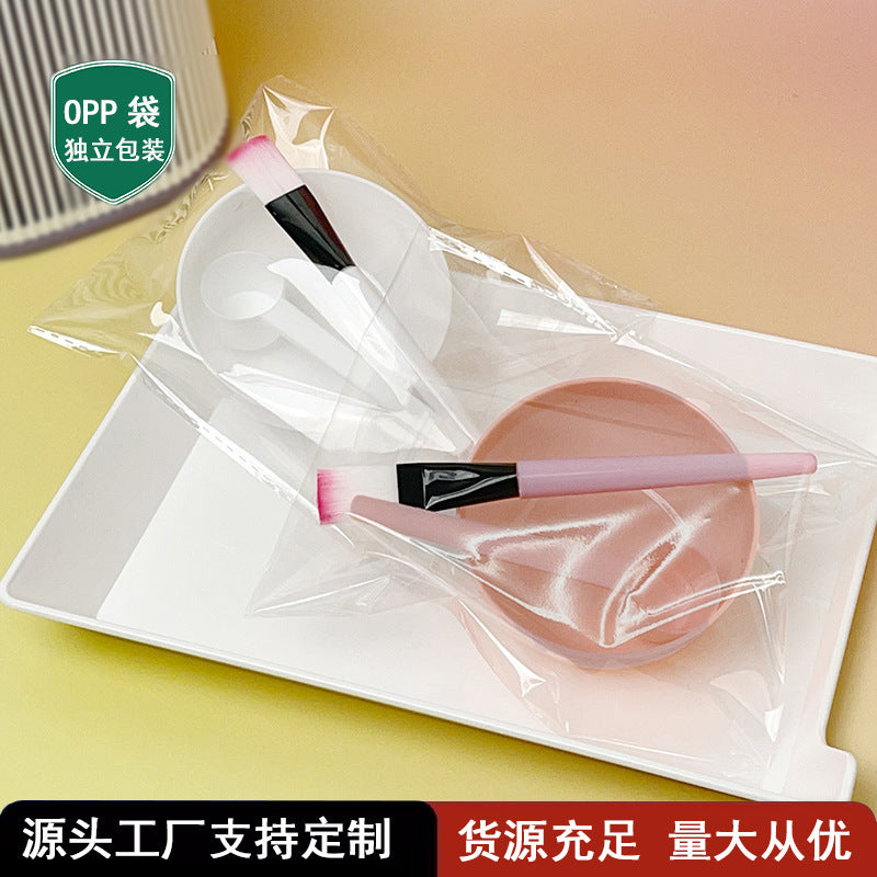 Disposable Beauty Spa Tool Mask Bowl + Spoon Measuring Cup + Soft Brush DIY Mask 3-Piece Set Wholesale - image 1