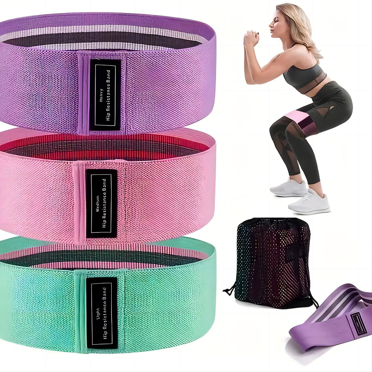 Cross-border Squat Yoga Resistance Band Cotton Hip Beauty Circle Hip Circle Squat Training Hip Ring stretch band tension band - image 1