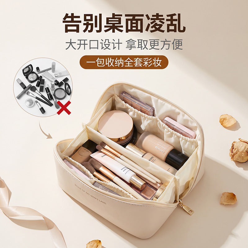 New Pu Leather Cosmetic Storage Bag, Large Capacity Pillow Makeup Bag, Travel Portable Women's Toiletry Bag, Thickened and Waterproof - image 2