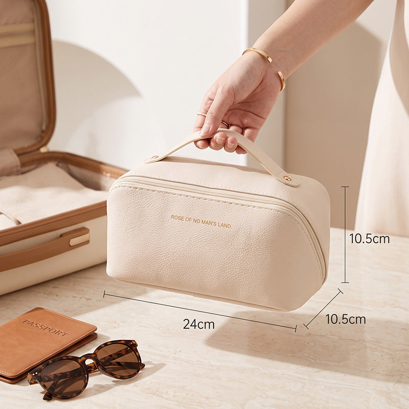 New Pu Leather Cosmetic Storage Bag, Large Capacity Pillow Makeup Bag, Travel Portable Women's Toiletry Bag, Thickened and Waterproof - image 4