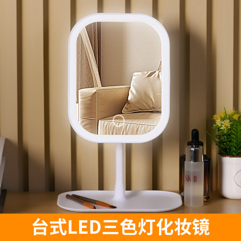 Led Light European Makeup Mirror Desktop Multi-Functional Makeup Mirror with Light Adjustable Desktop Makeup Mirror on the Table - image 1