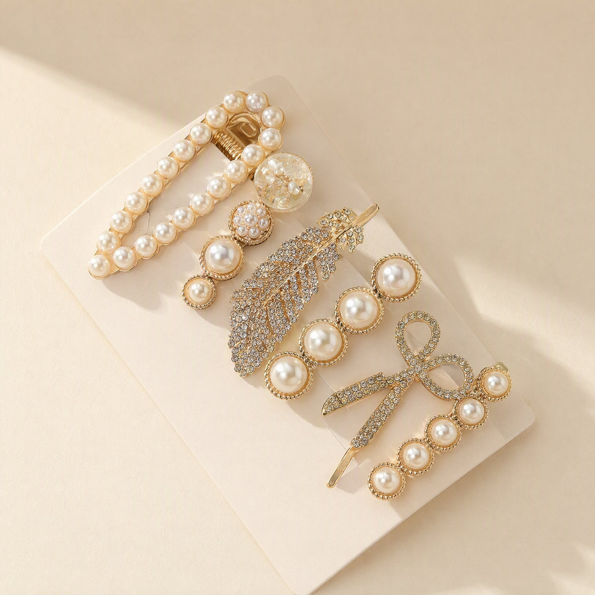 Plumeclip six-piece handmade pearl feather hair clip set - view 2