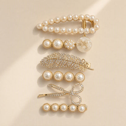 Plumeclip six-piece handmade pearl feather hair clip set - view 4