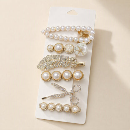 Plumeclip six-piece handmade pearl feather hair clip set - view 5