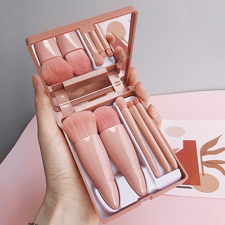 New Travel 5-piece Mirror Box Makeup Brush Set Portable Multi-functional Powder Brush Blush Brush Beauty Tool - image 1