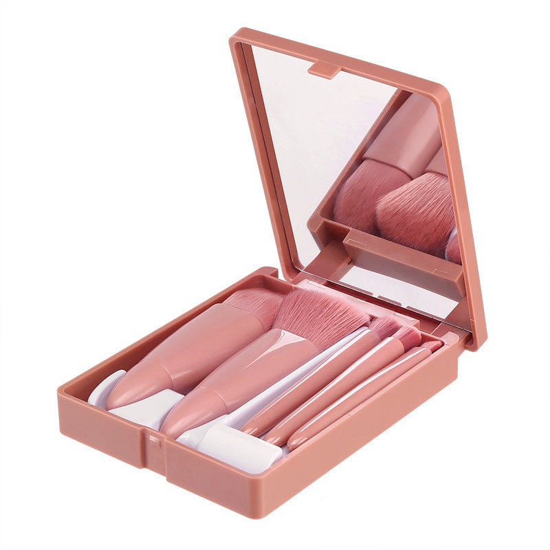 New Travel 5-piece Mirror Box Makeup Brush Set Portable Multi-functional Powder Brush Blush Brush Beauty Tool - image 5