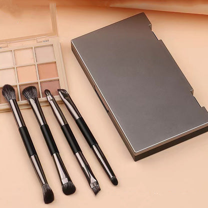 New Sparrow 4 Double Head Eye Shadow Brush suit Parity with Mirror Portable Nasal Shadow Brush Concealer Brush Makeup Brush - image 3